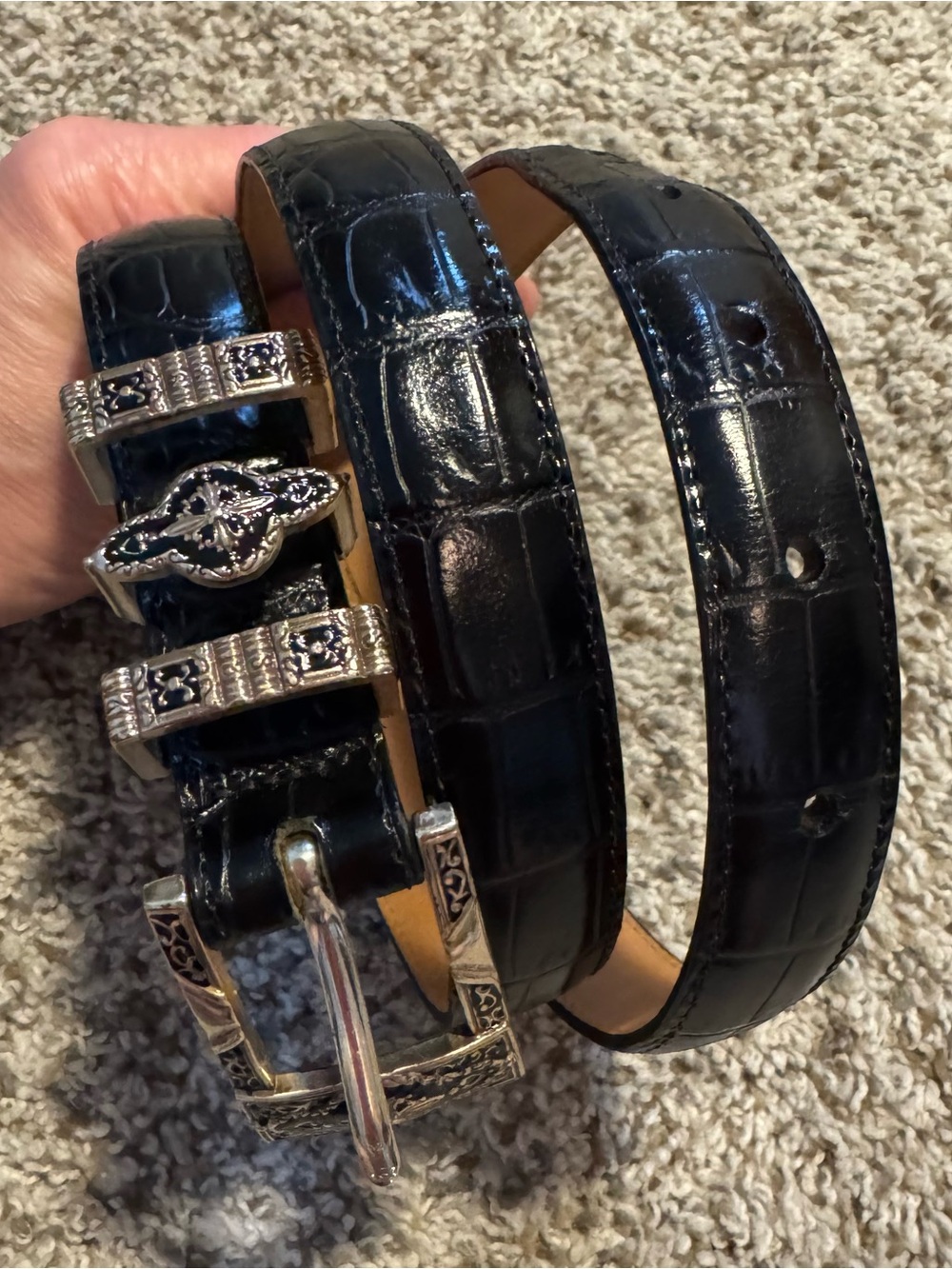Brighton Monaco Belt Embossed Croc Leather - 34
